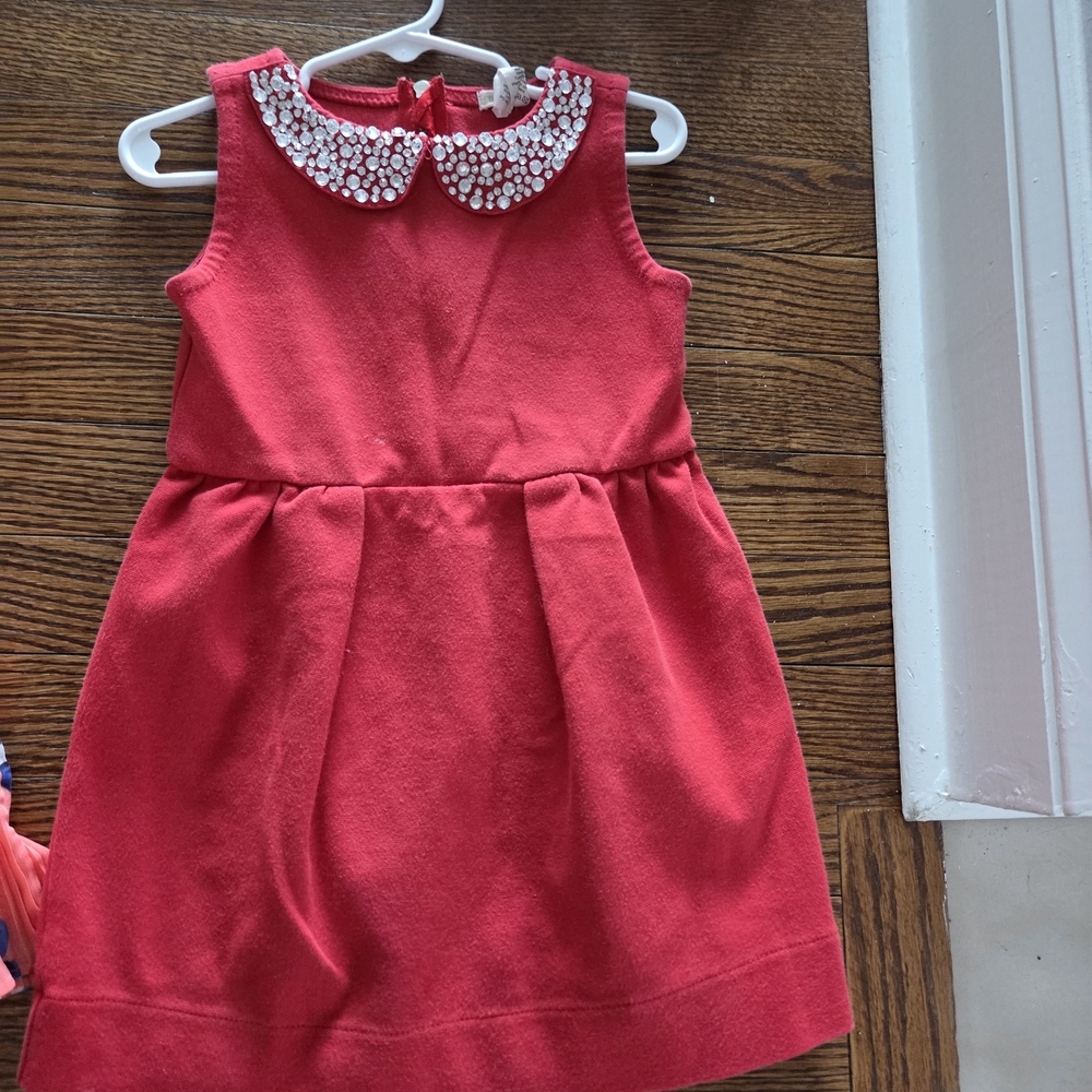 Janie and Jack Scarlet Dress with Beaded Collar